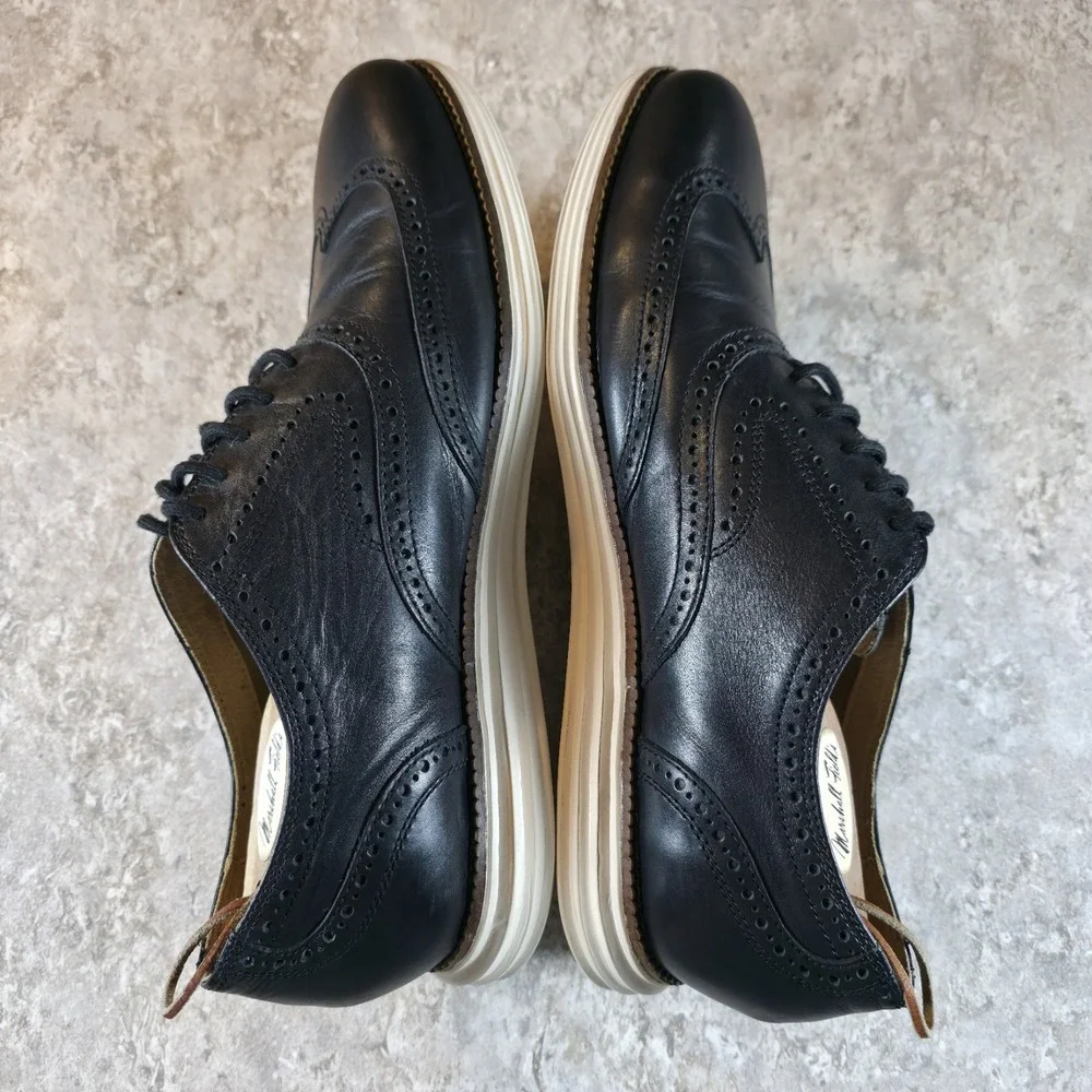 Cole Haan Original Grand Wingtip Oxford Black White Sole Mens Size 11.5 M